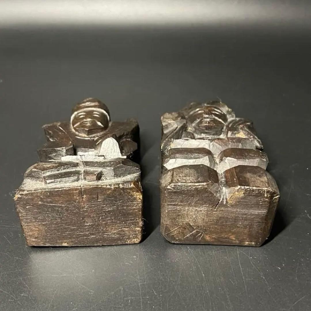 時代物 木彫 恵比寿大黒 一対｜縁起物 商売繁盛 福神 置物◎古道具庵々
