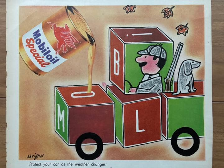 レイモン・サヴィニャック　mobil oil  広告　1958年　ヴィンテージ