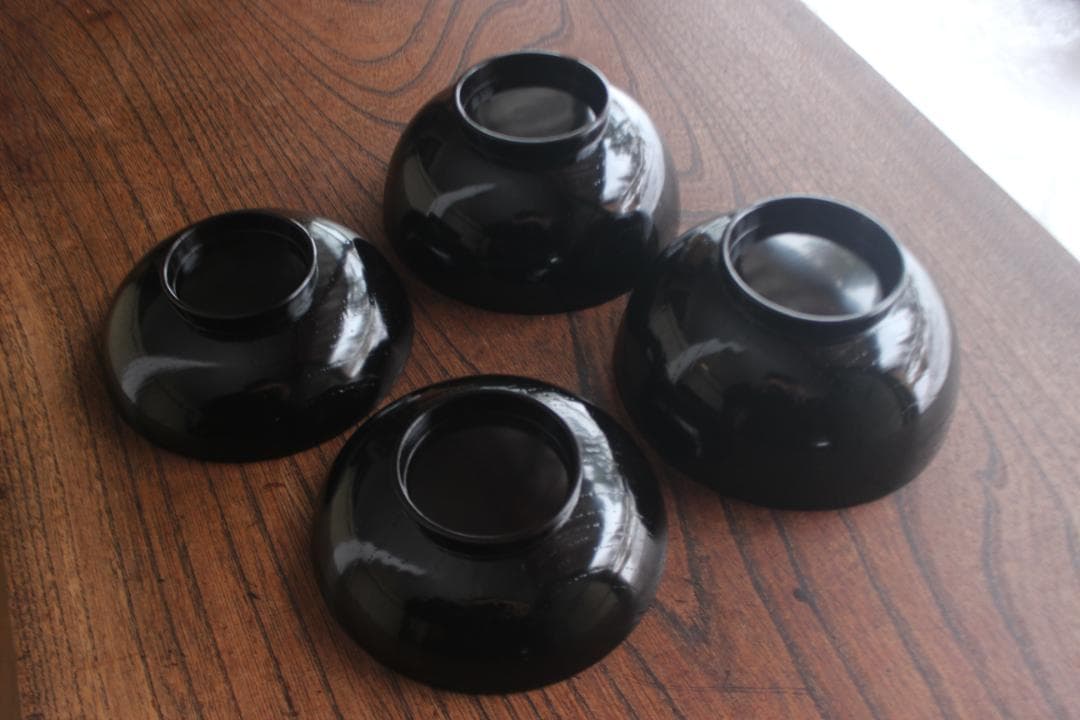 時代逸品！端正な黒漆に優美な光琳鶴蒔絵の映えるお椀2点（検輪島塗蒔絵椀