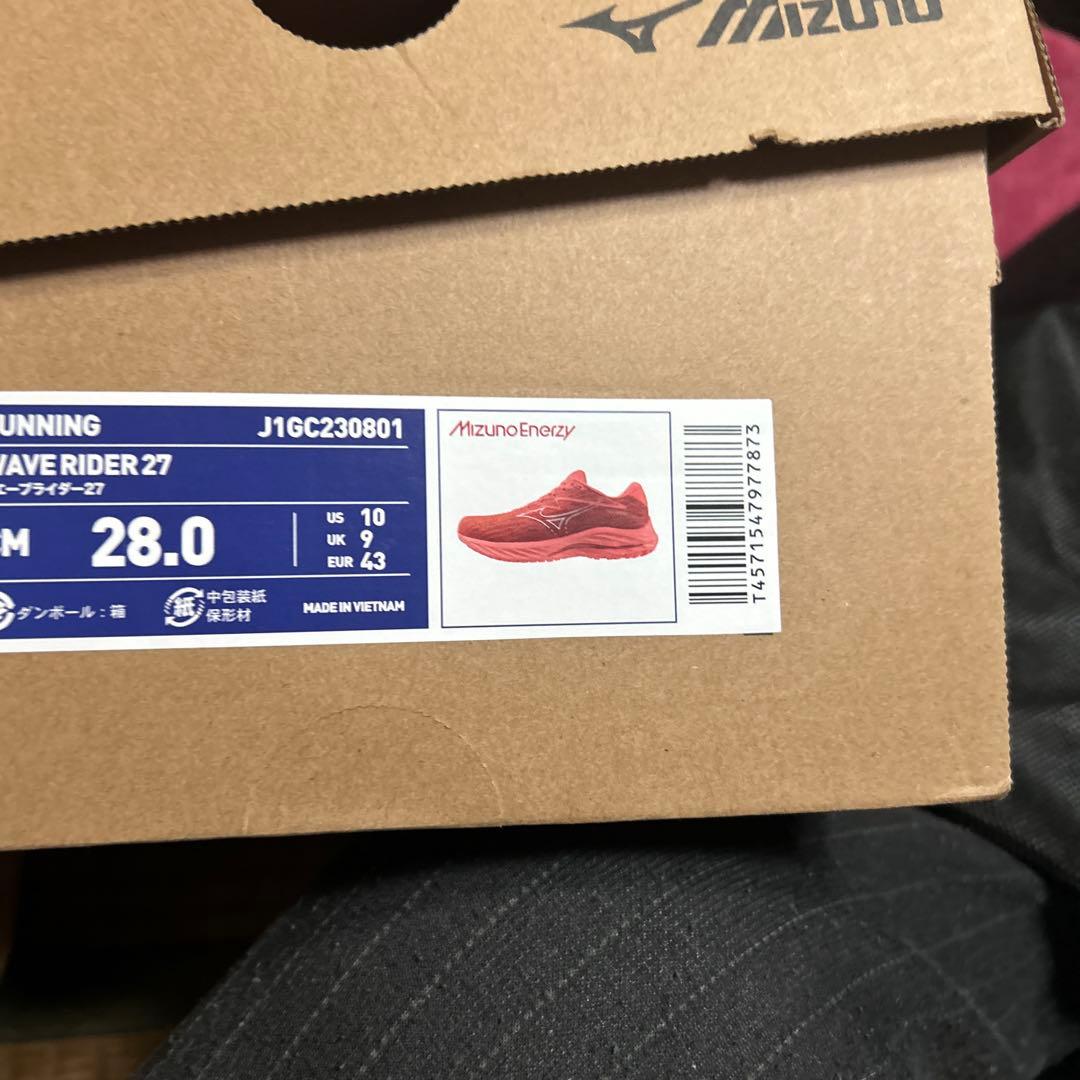 新品　Mizuno WAVE RIDER 27 28cm レッド