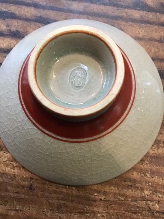 利岡光仙　色絵松竹文盃一対