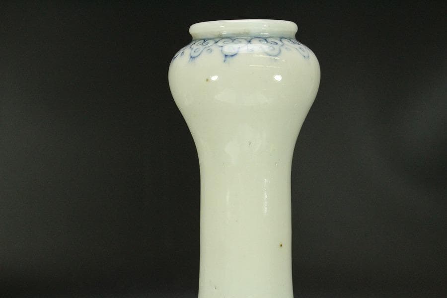 中国美術 青花 人物紋 瓶 高27cm 朗吟閣製 款(HA370)