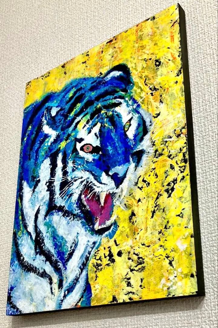 値下げ　原画　虎　アート　絵画　動物画　肉筆画　アクリル画　現代アート