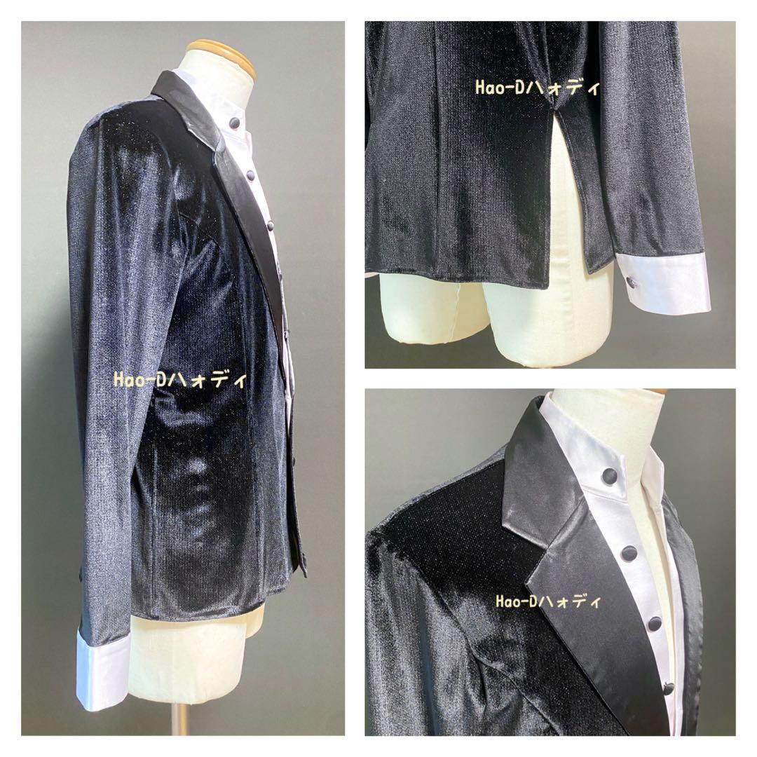 社交ダンス★ラテン★メンズ★新品★ジャケット★黒ベロア★L
