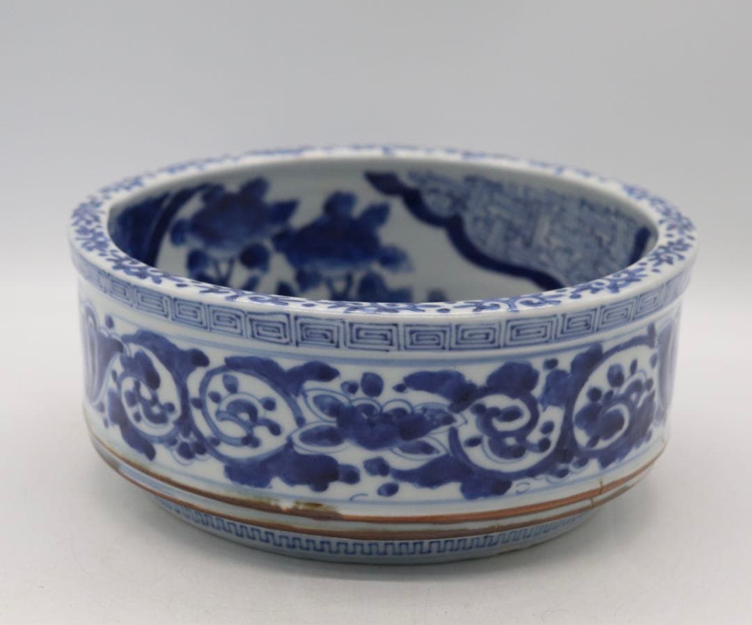 江戸　伊万里　染付　鶴紋大鉢　送料込み1121