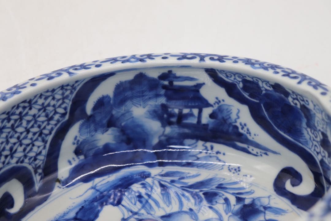 江戸　伊万里　染付　鶴紋大鉢　送料込み1121