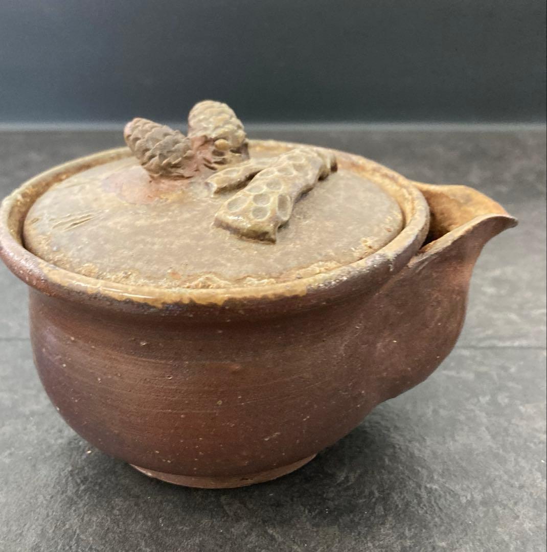 値下げ！備前焼 宝瓶 登り窯 松ぼっくり　手びねり 急須 陶磁器　煎茶　茶器