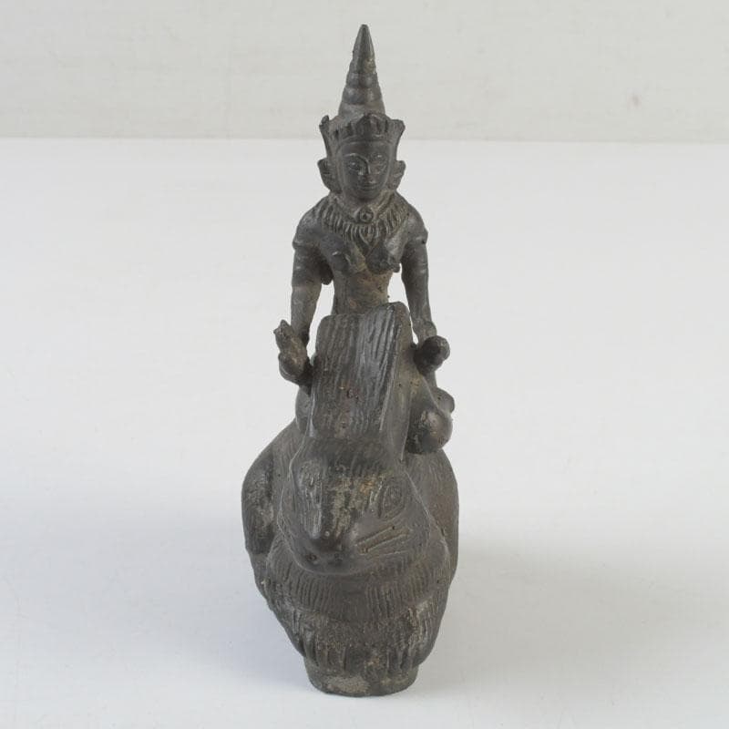 仏教美術　古銅　チベット仏　兎に観音像　仏像　置物　C　9867