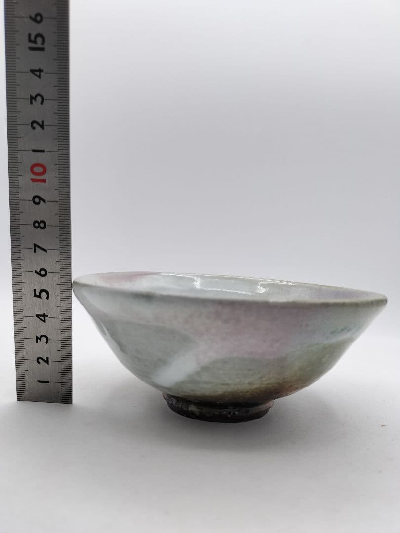 c874 数茶碗 平　萩焼 三彩 12客 清雅窯 木箱 茶道具 古物