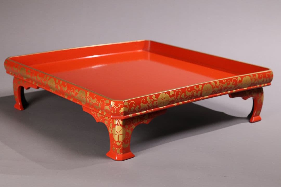 CL83 時代 花唐草金蒔絵 朱塗御膳セット 木製漆器 各種椀 引盃 高月