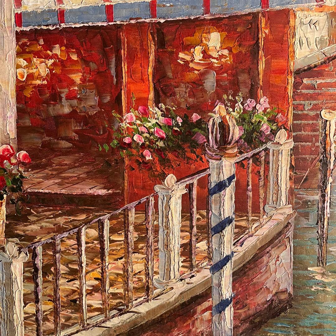 ★特大秀作★ 手書き油絵 ヴェネツィア 肉筆絵画 インテリア 油彩画