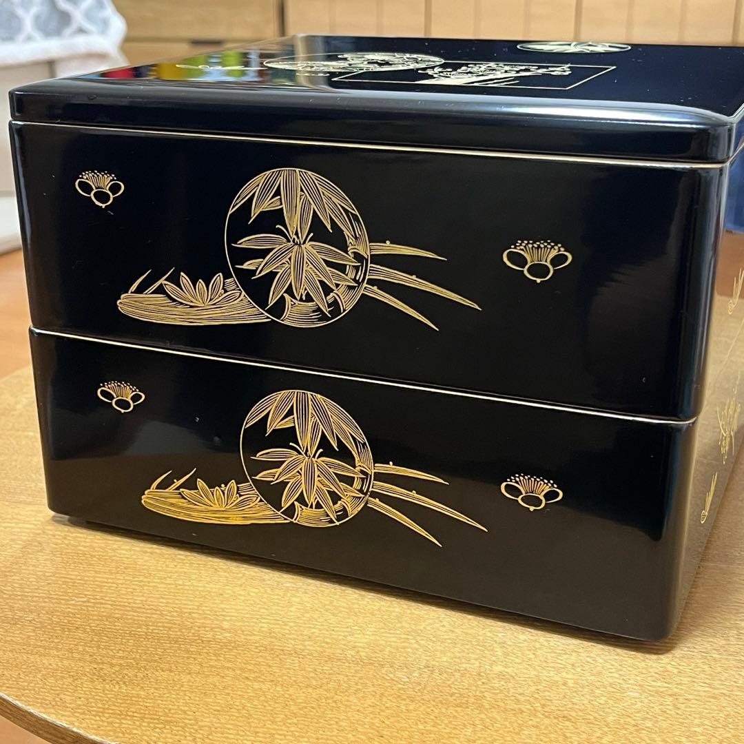 【桐箱付き】美品　輪島塗　2段重　輪島漆器　お重箱　伝統工芸品　骨董品　高級漆器