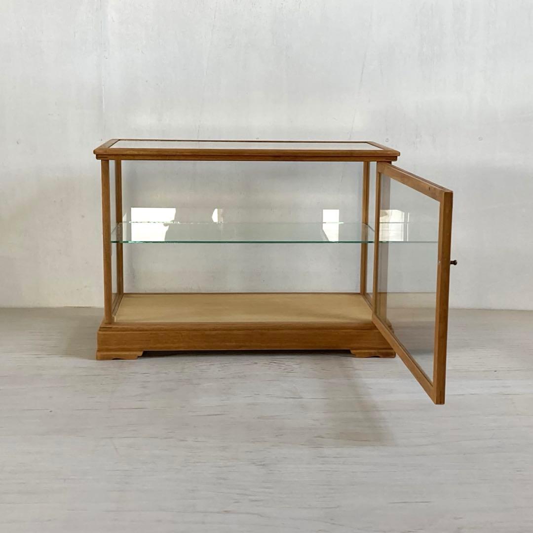 さあパパ g313 古い木製 ガラスケース 2段 卓上 ショーケース