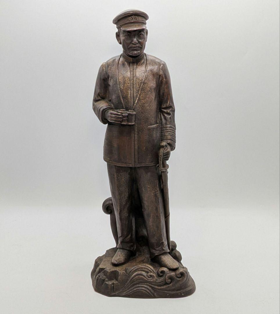 小西陶古 備前焼 東郷元帥像 置物 東郷平八郎 陶像 細工物 陶器人形 日露戦争