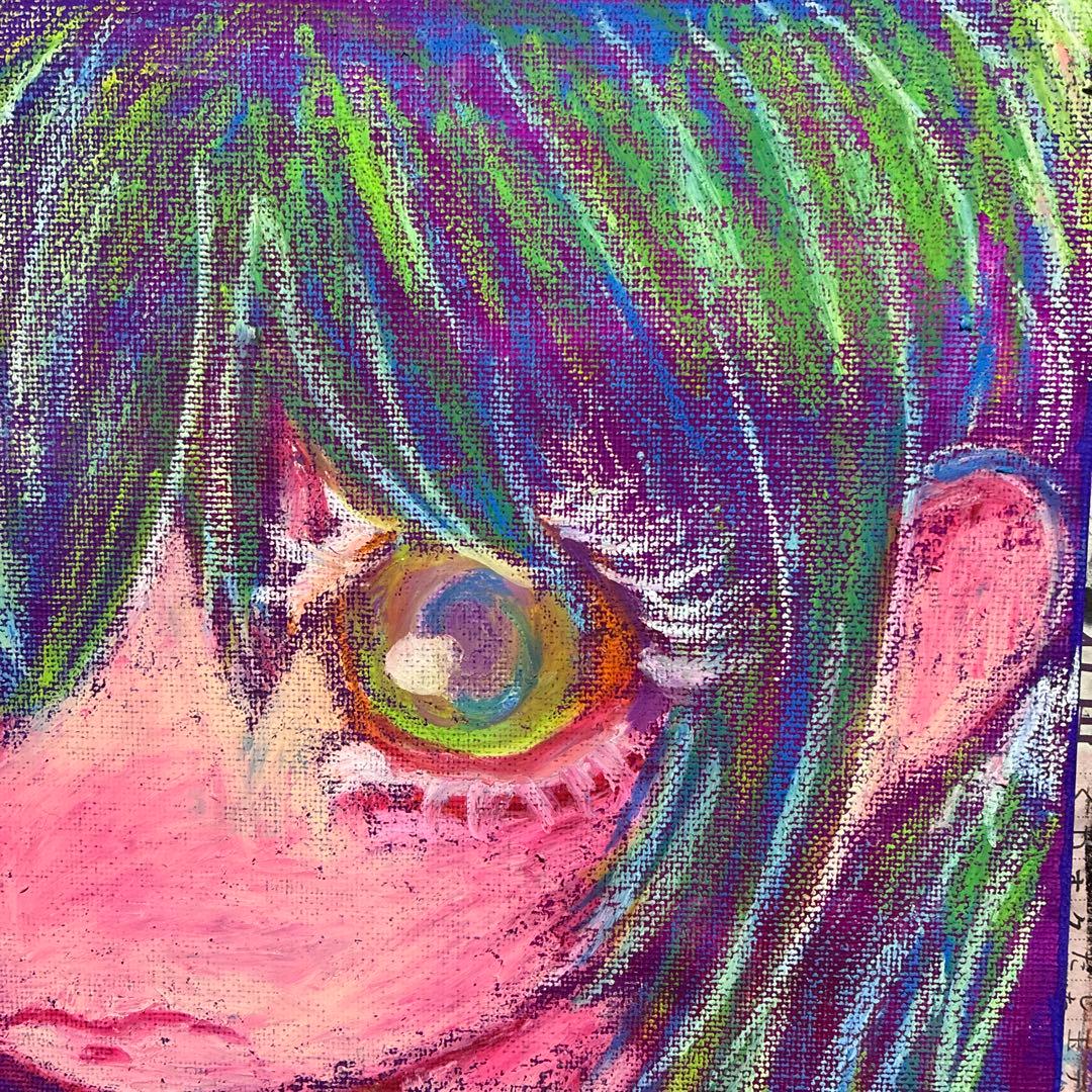 パステル画 アート イラスト クレヨン 一点物 病みかわいい 闇かわいい 原画