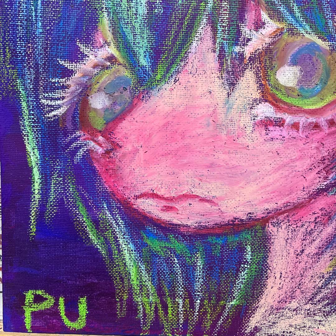 パステル画 アート イラスト クレヨン 一点物 病みかわいい 闇かわいい 原画