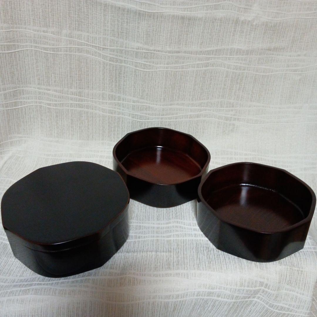 最終価格☆香川溜塗漆器・未使用・縁起良い八角形三段重箱
