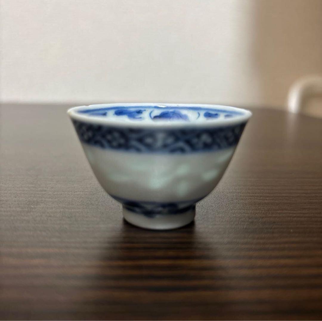 中国　蛍　康熙年製　染付赤絵蛍蓋茶碗　清代　煎茶道具・康熙年製・唐物