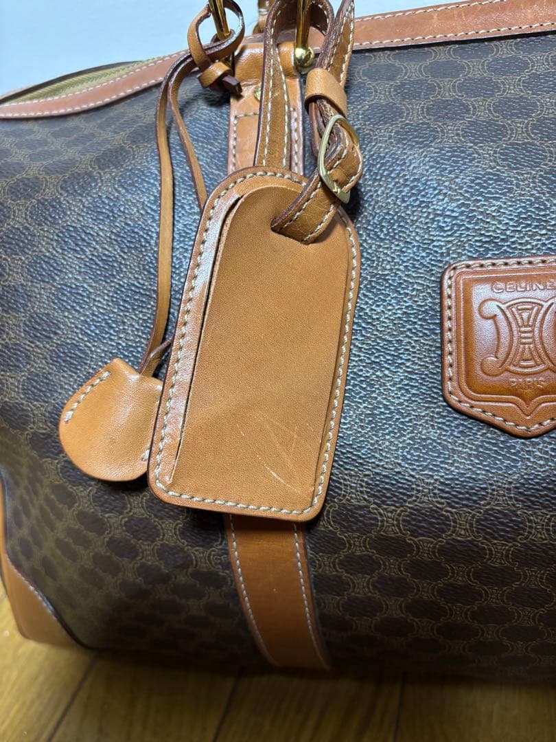 CELINE セリーヌ マカダム柄ボストンバッグ 美品 鍵付きオールドセリーヌ