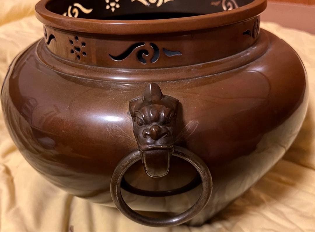 平丸釜添 唐銅鬼面風炉