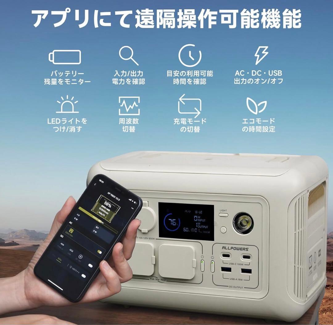 ALLPOWRS R600+AP100X1枚 ポータブル電源ソーラーパネルセット