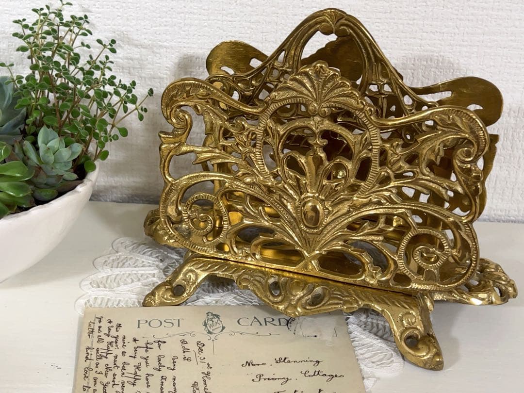 【週末Sale】真鍮のレターホルダー＊イギリスアンティーク