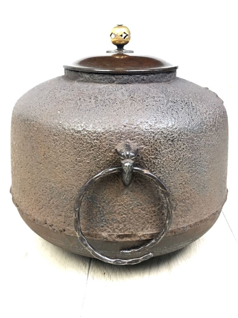 S229茶釜 尾張釜 利休堂文字入 西村道也作