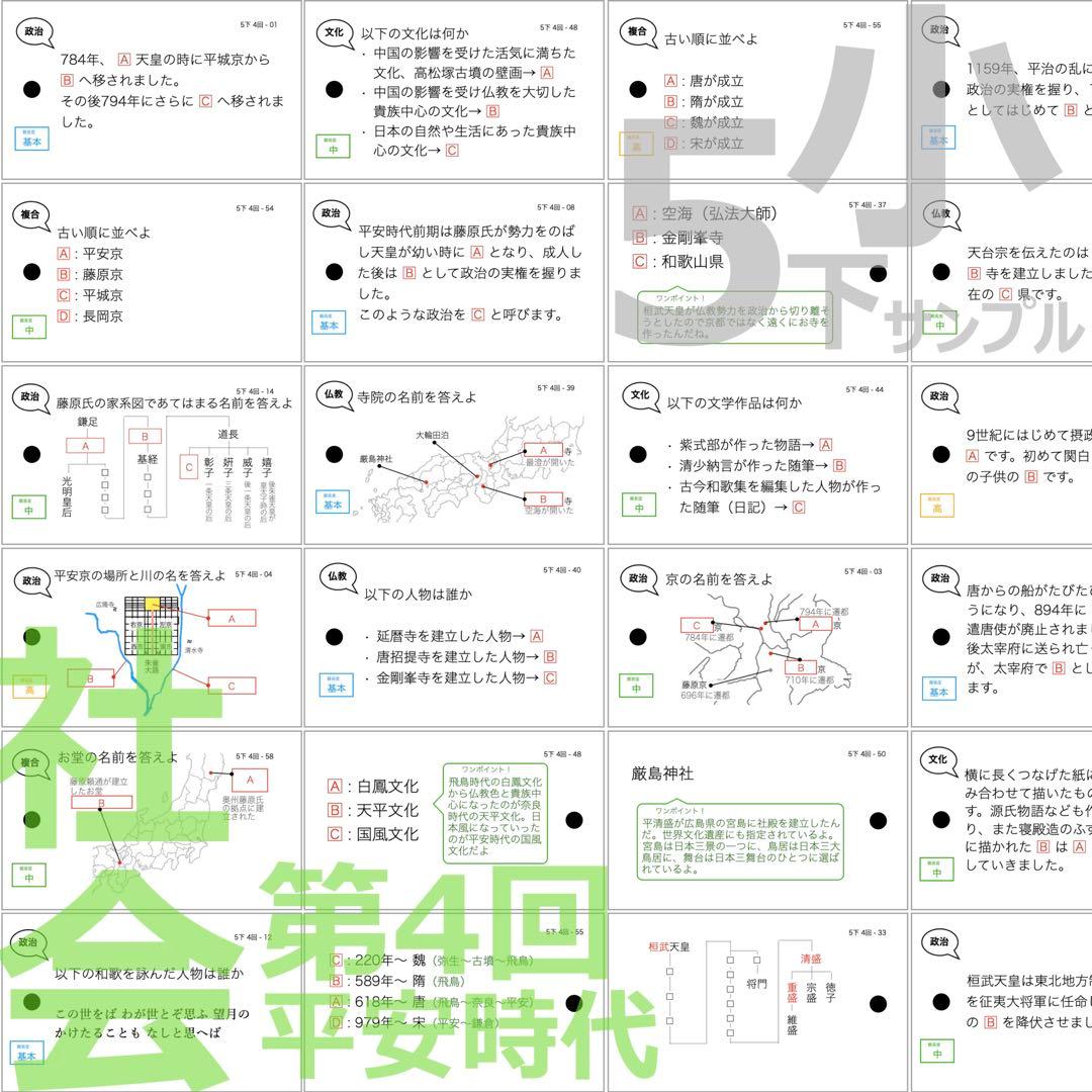 中学受験 暗記カード【5年下 社会・理科1-9回】 予習シリーズ 組み分け対策