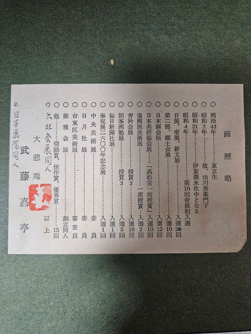 武藤嘉亭 ［涼庭］美人画 浮世絵 日本画 師伊東深水 山川秀峰 額装