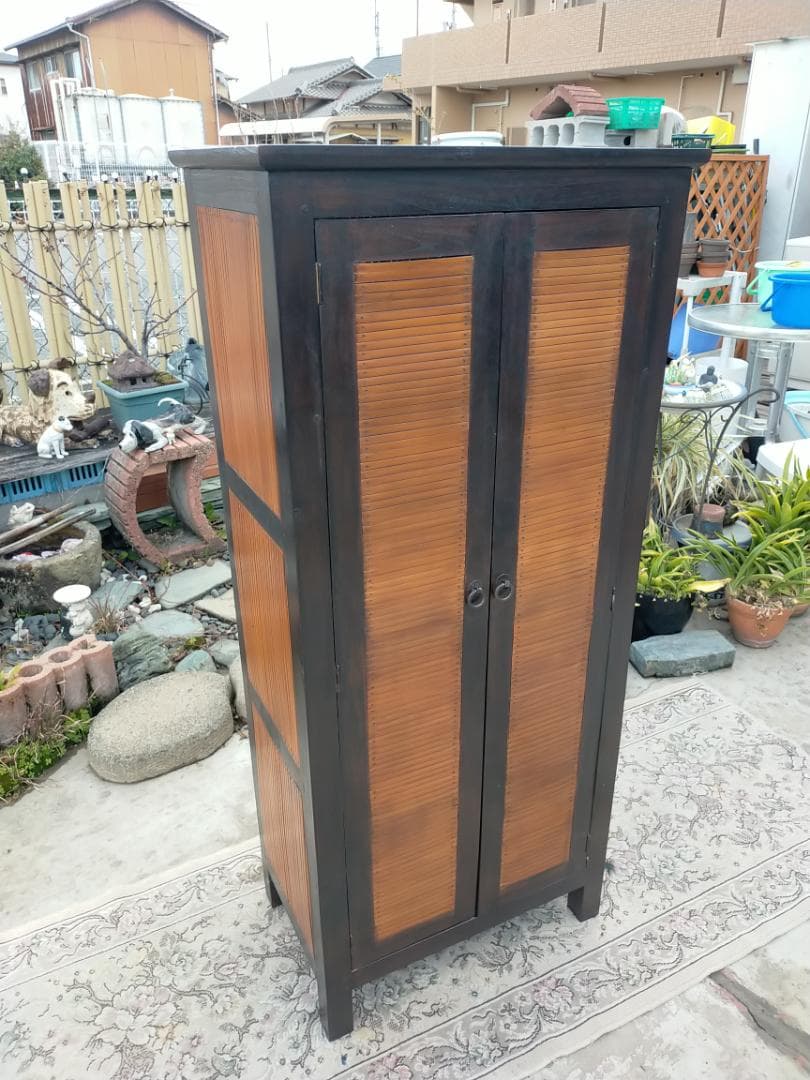 (配送/設置込み) チーク材☆バンブーキャビネット☆南国リゾート☆竹家具☆無垢材
