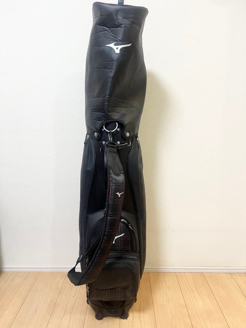 【極美品‼️】Mizuno キャディバッグ 黒　チェック柄　ミズノ　ゴルフ