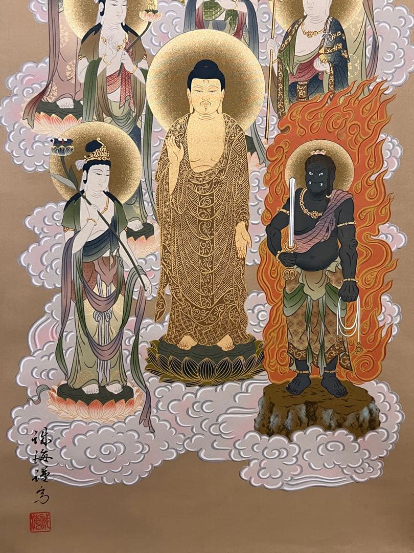 梶井誠海 掛軸 掛け軸「十三佛」仏画仏教美術 菩薩 茶掛 日本画 肉筆 茶掛