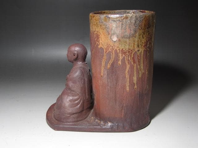 ☆　金重陶陽　花入　細工物　雰囲気ある一品です☆y622