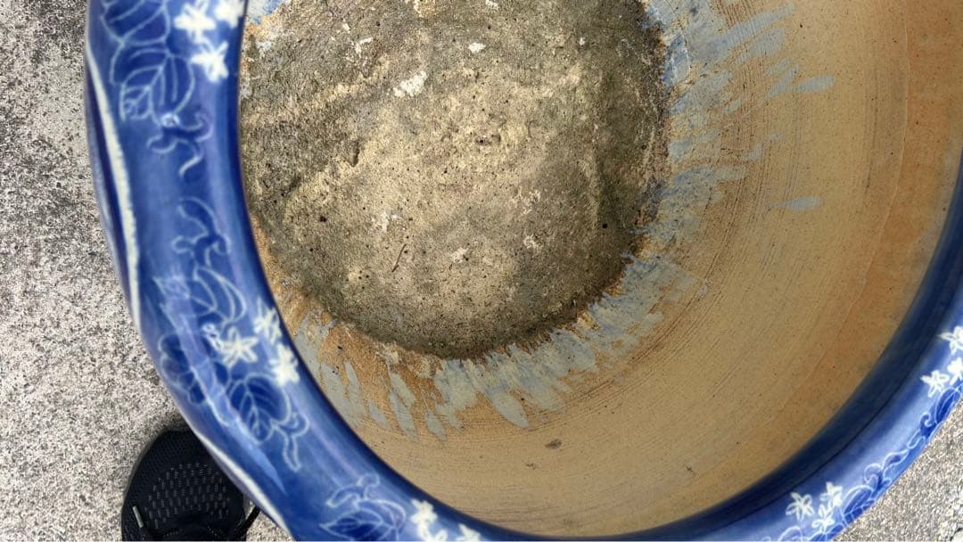 古伊万里　花唐草　染付　山水　花　松　大　火鉢　メダカ鉢　時代