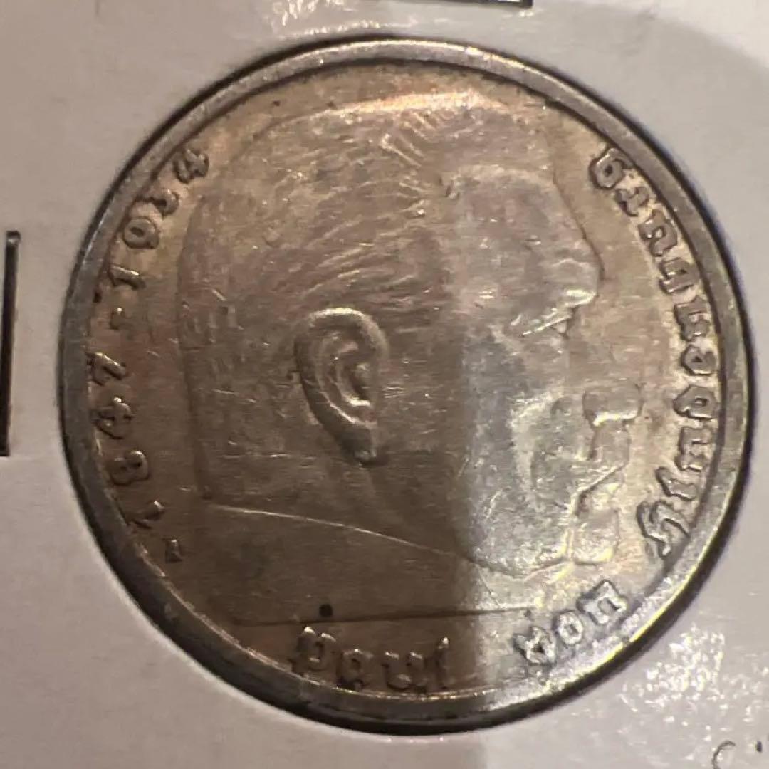 本物第二次世界大戦ドイツ第三帝国純銀貴重 1935年 ドイツ 5マルク銀貨