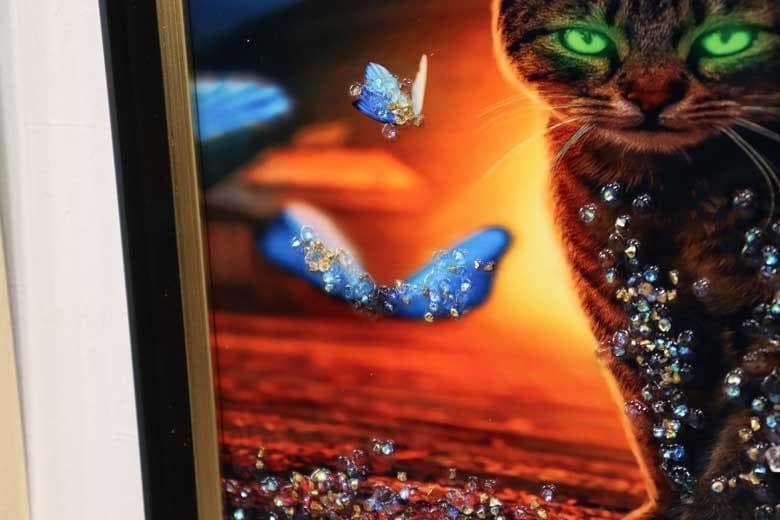 アートフレーム 黒猫 絵画 クリスタルピクチャー アートパネル