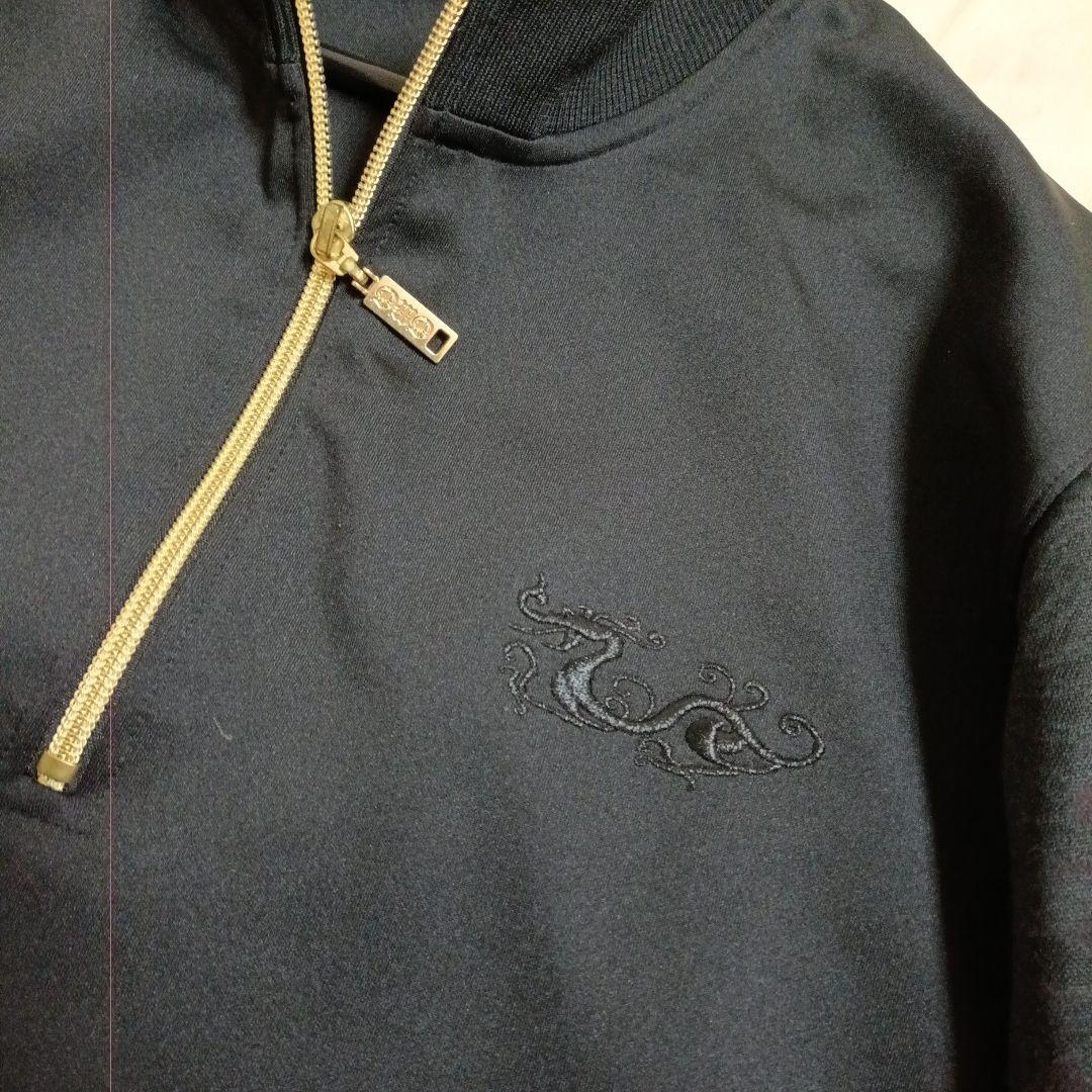 Dancc With Dragon 異素材ドッキングハーフジップ　バック刺繍LL