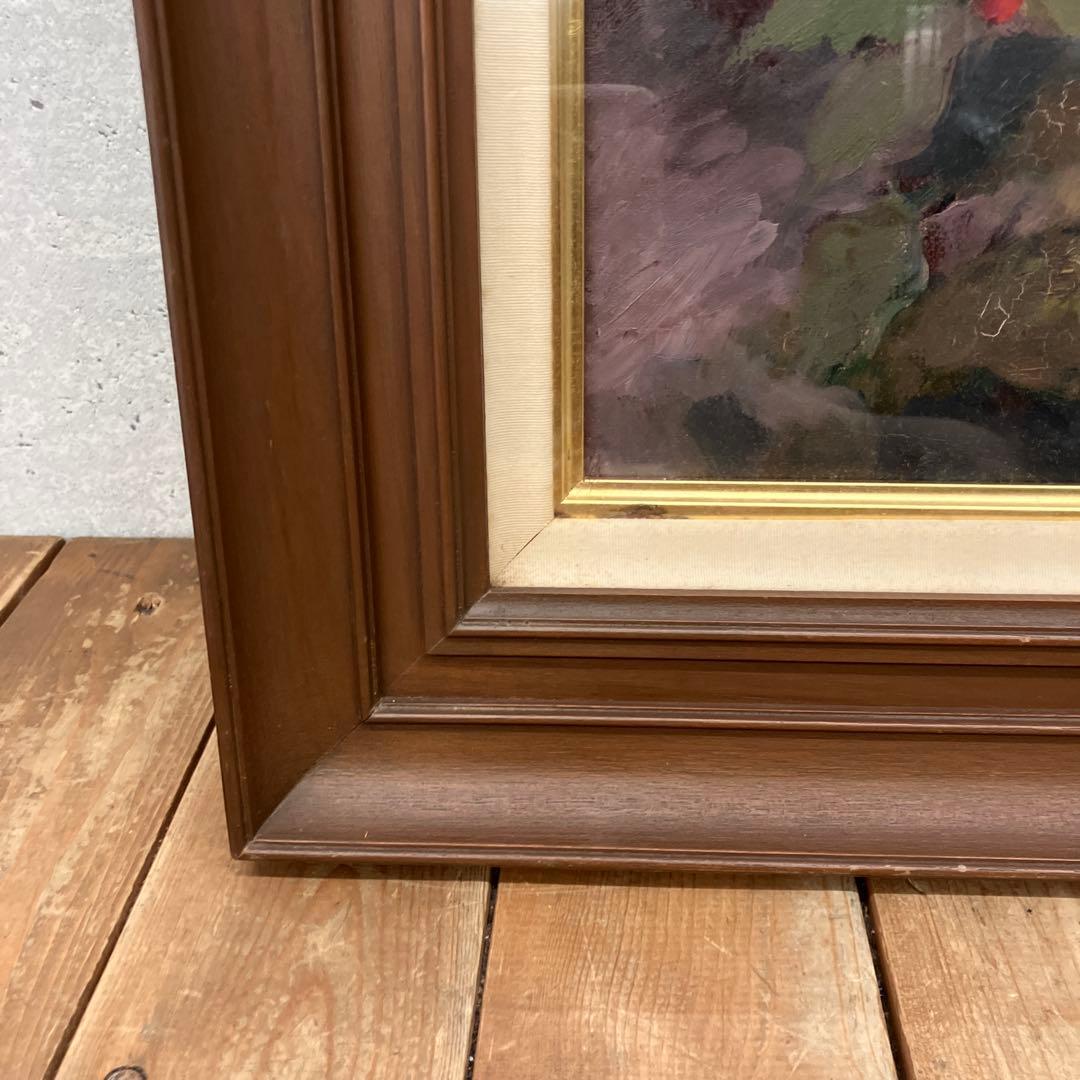アンティーク 赤い薔薇 ローズ フラワー 油彩画 油絵 アート 絵画 美術 芸術