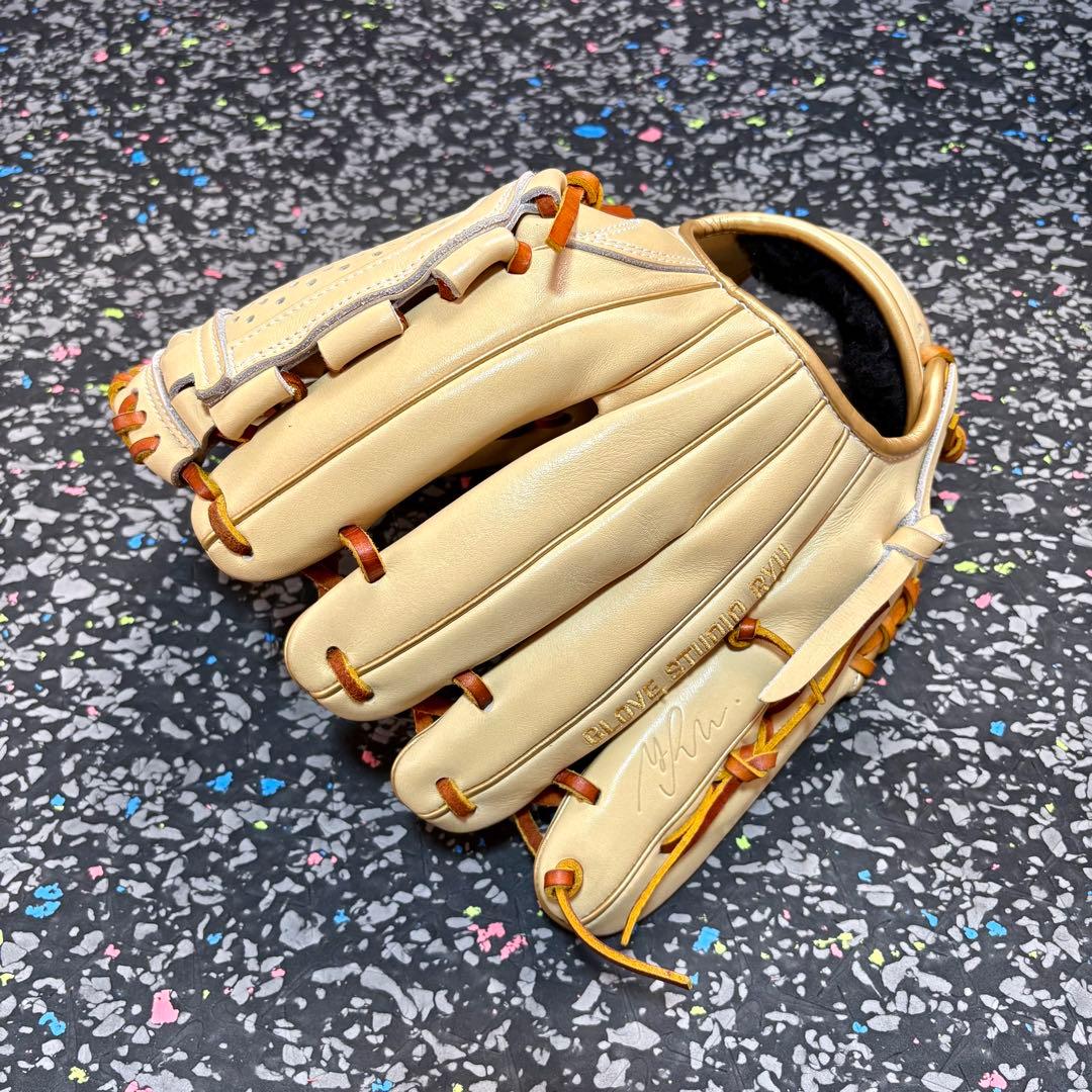 RYUリュウ 軟式硬式兼用 グローブ クリーム 内野用 内野手用 ゴールドヘリ革