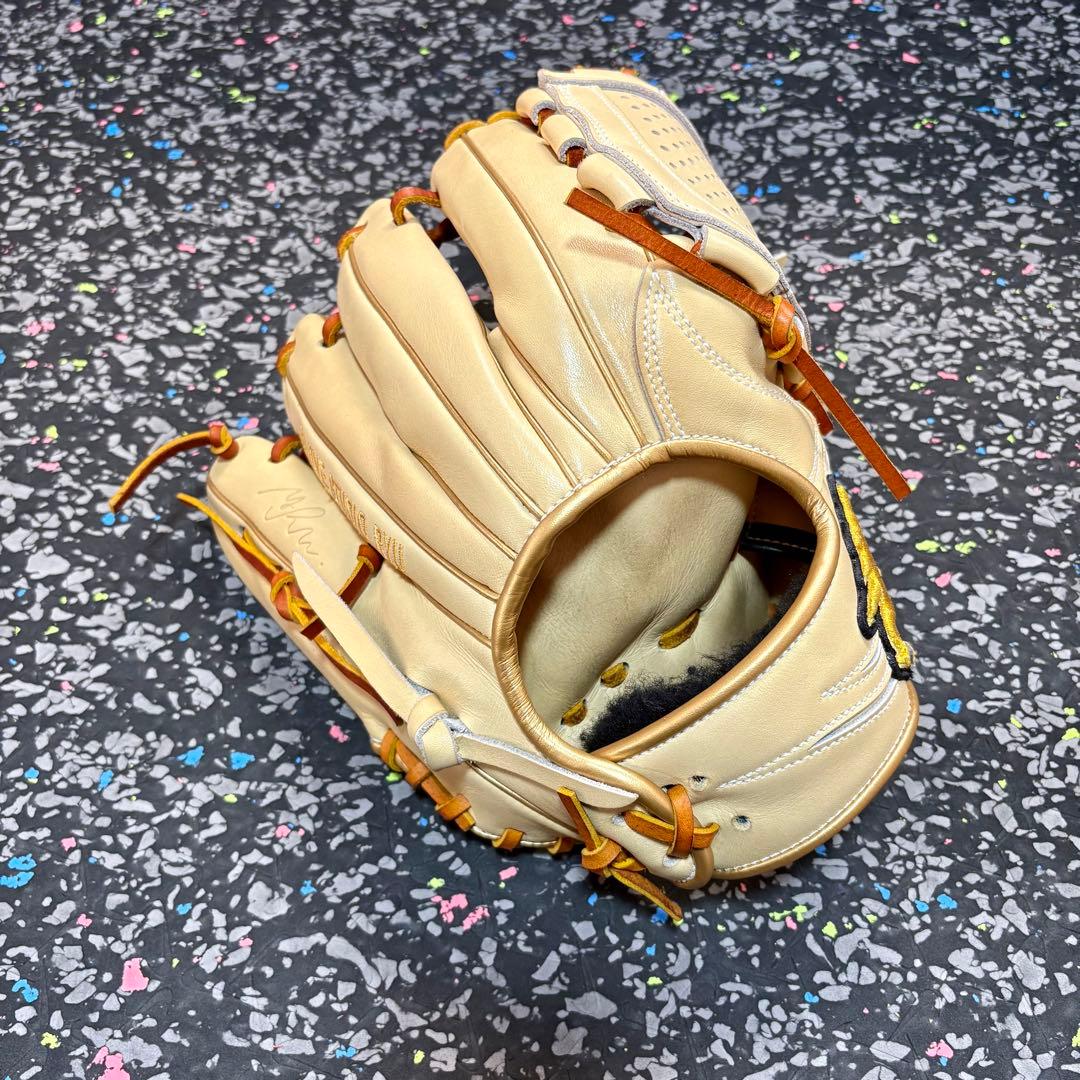 RYUリュウ 軟式硬式兼用 グローブ クリーム 内野用 内野手用 ゴールドヘリ革