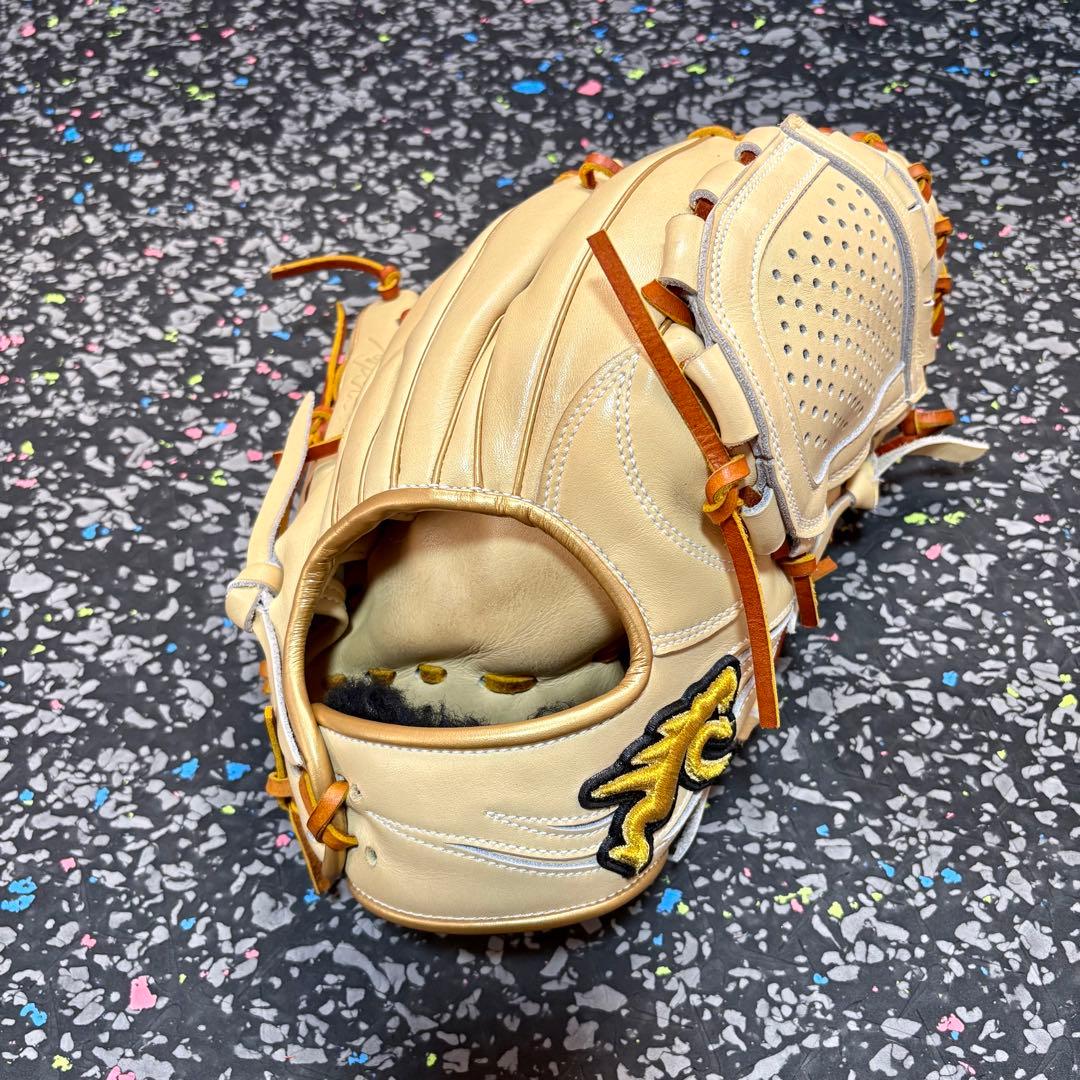 RYUリュウ 軟式硬式兼用 グローブ クリーム 内野用 内野手用 ゴールドヘリ革