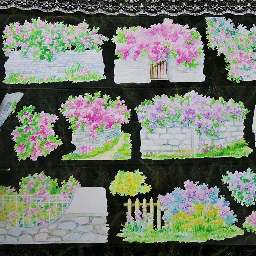 海外マスキングテープ巻売り 花壇 フラワー 風景マスキングテープ 806