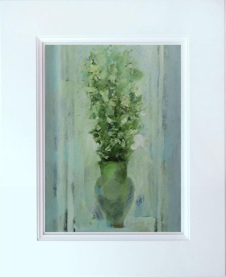 油絵 菅家令子 絵 絵画インテリア 額付(青緑＋金色の枠)uF6-111702花
