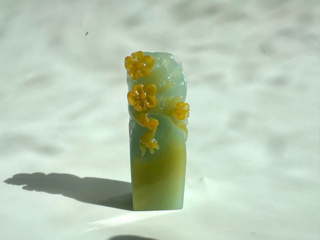 【梅の花】 花　古獣　美品　高級印材　篆刻　印石　雲南　天青石　印石　水凍