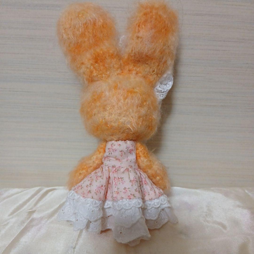 作家様　オレンジうさちゃん　ぬいぐるみ　花柄ドレス