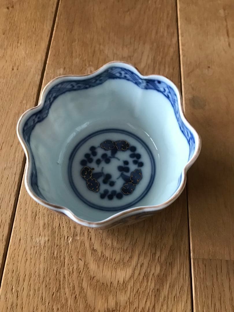 大皿　2枚　骨董品　大聖寺伊万里　古伊万里　伊万里　色絵　金彩　向付　5客