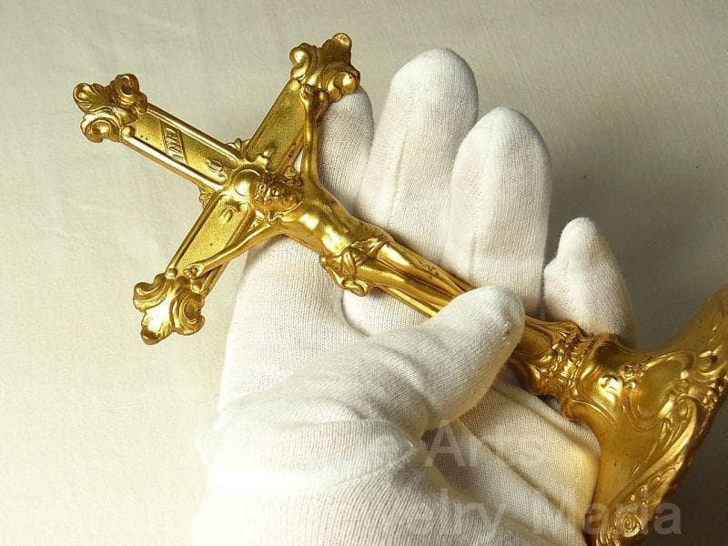 c1588 アール・ヌーヴォー アメリカ アンティーク 自立クロス 16.5cm