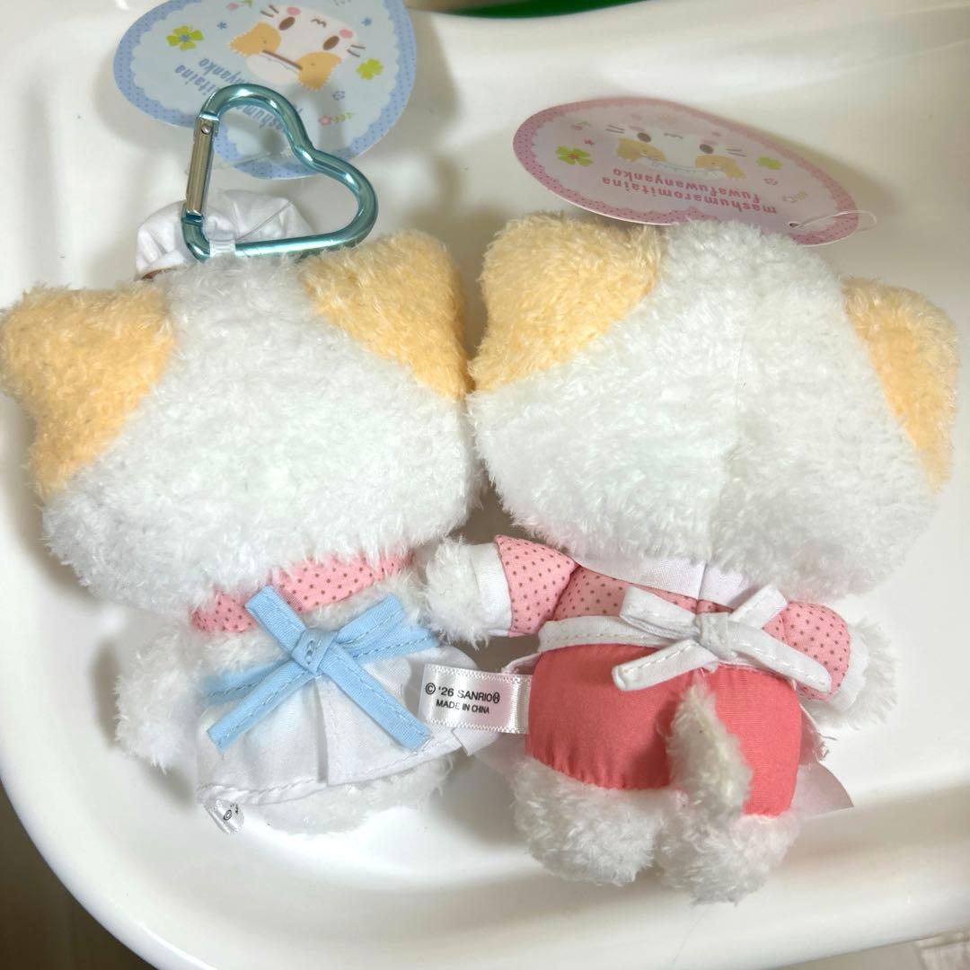 マシュマロみたいなふわふわにゃんこ　カラビナ付きマスコット　コック　メイド