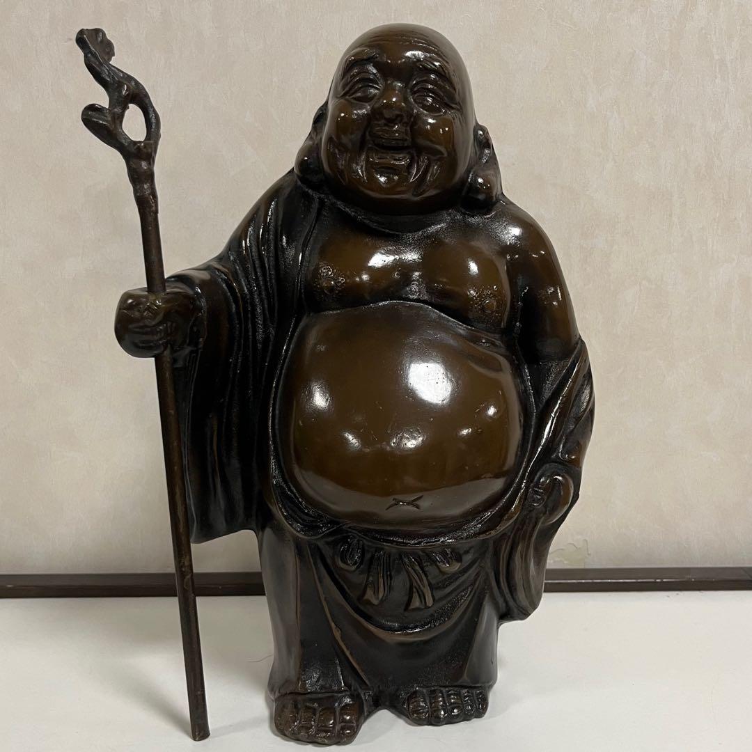 布袋さま【ブロンズ像】　　　銅製置物　　　　　　　　　　　アンティーク七福神仏像