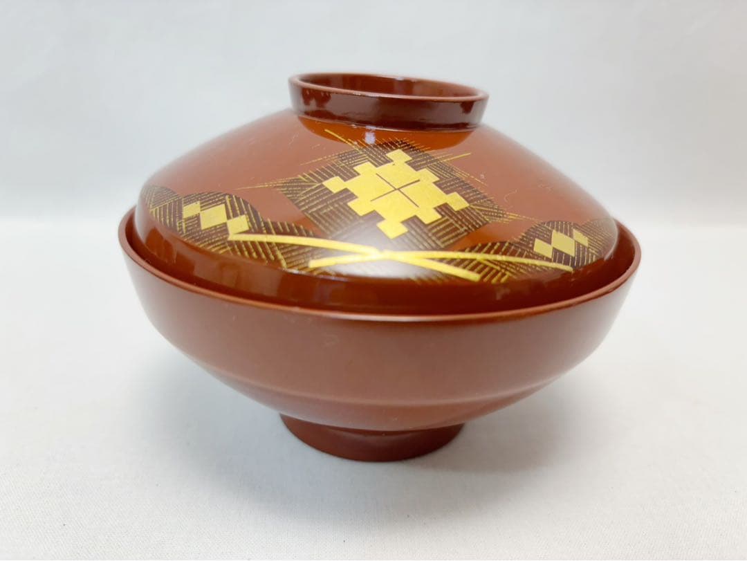 ほぼ未使用 懐石道具 木製朱塗 吸物椀 十客揃 蒔絵付 汁椀 木箱